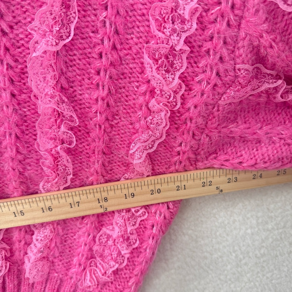 Zara Pink Knit Ruffle Sweater Size M - Picture 7 of 9
